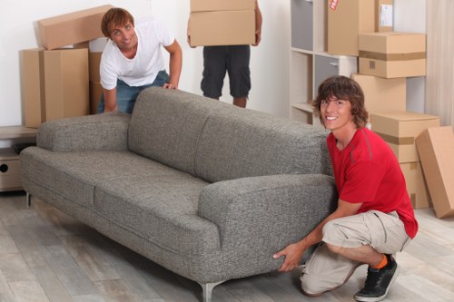 Moving team loading boxes and furniture for transport in Portugal