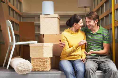 Packing and loading furniture into a moving truck